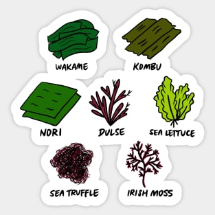 Illustrated Types of Edible Seaweed Sticker